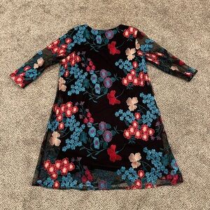 Caroline Rose Black Colorful Floral Dress Women’s Size XL Made In USA